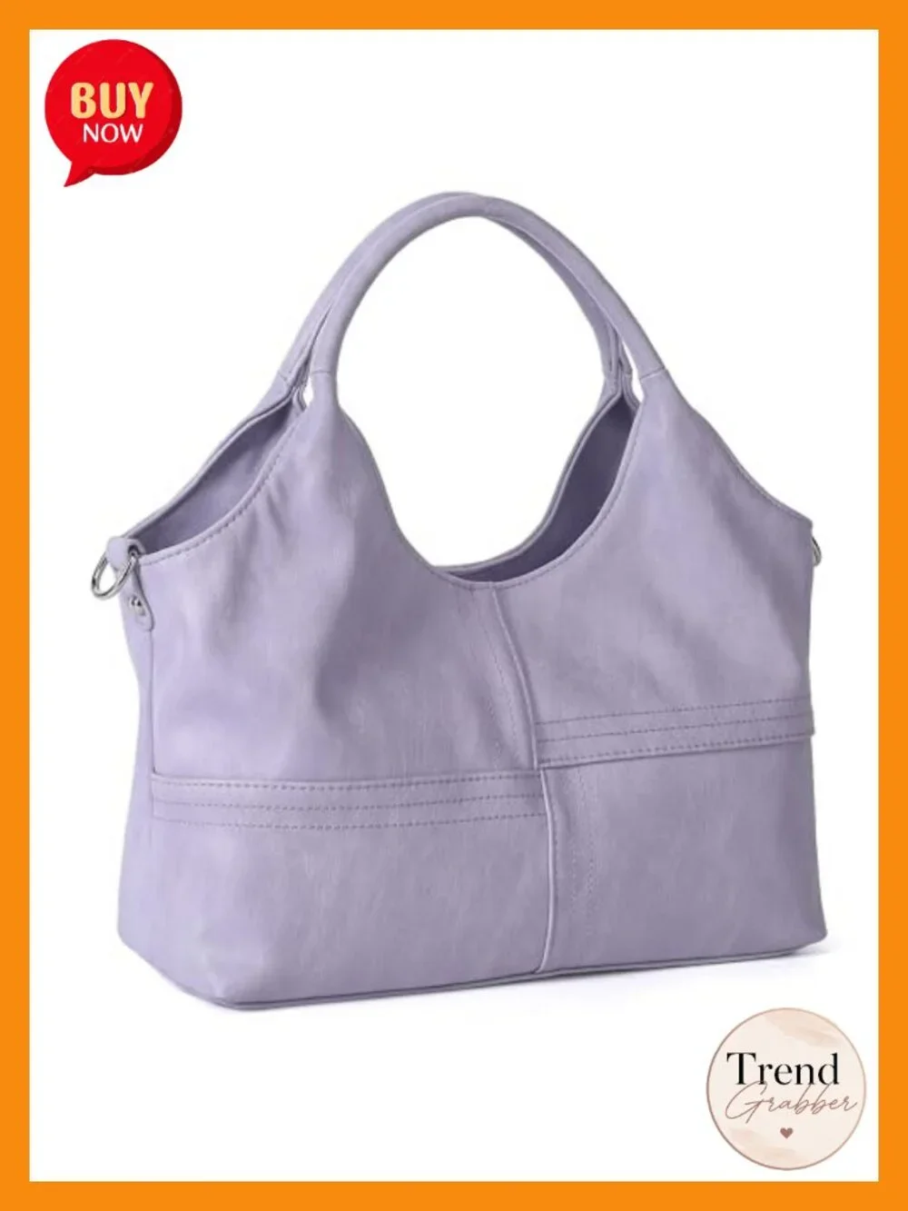 Medium Vegan Leather Tote Hobo Bag with Detachable Strap, Crossbody Satchel